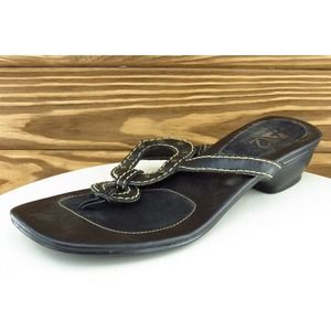 Aerosoles Sz 6.5‎ M Black Flip Flop Leather Women Sandals